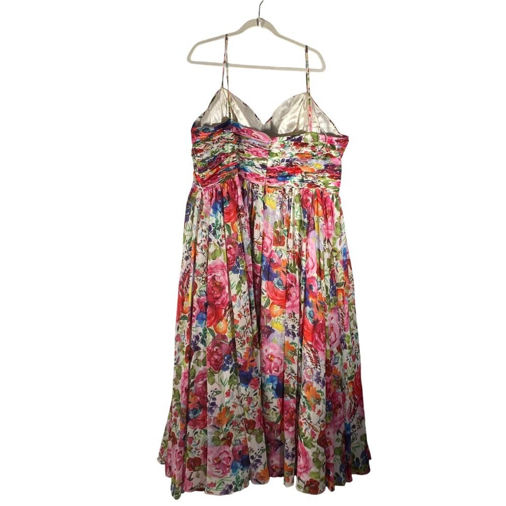 Sydneys Closet floral chiffon formal gown w/ full tulle lined skirt ruched bodic - Picture 4 of 13